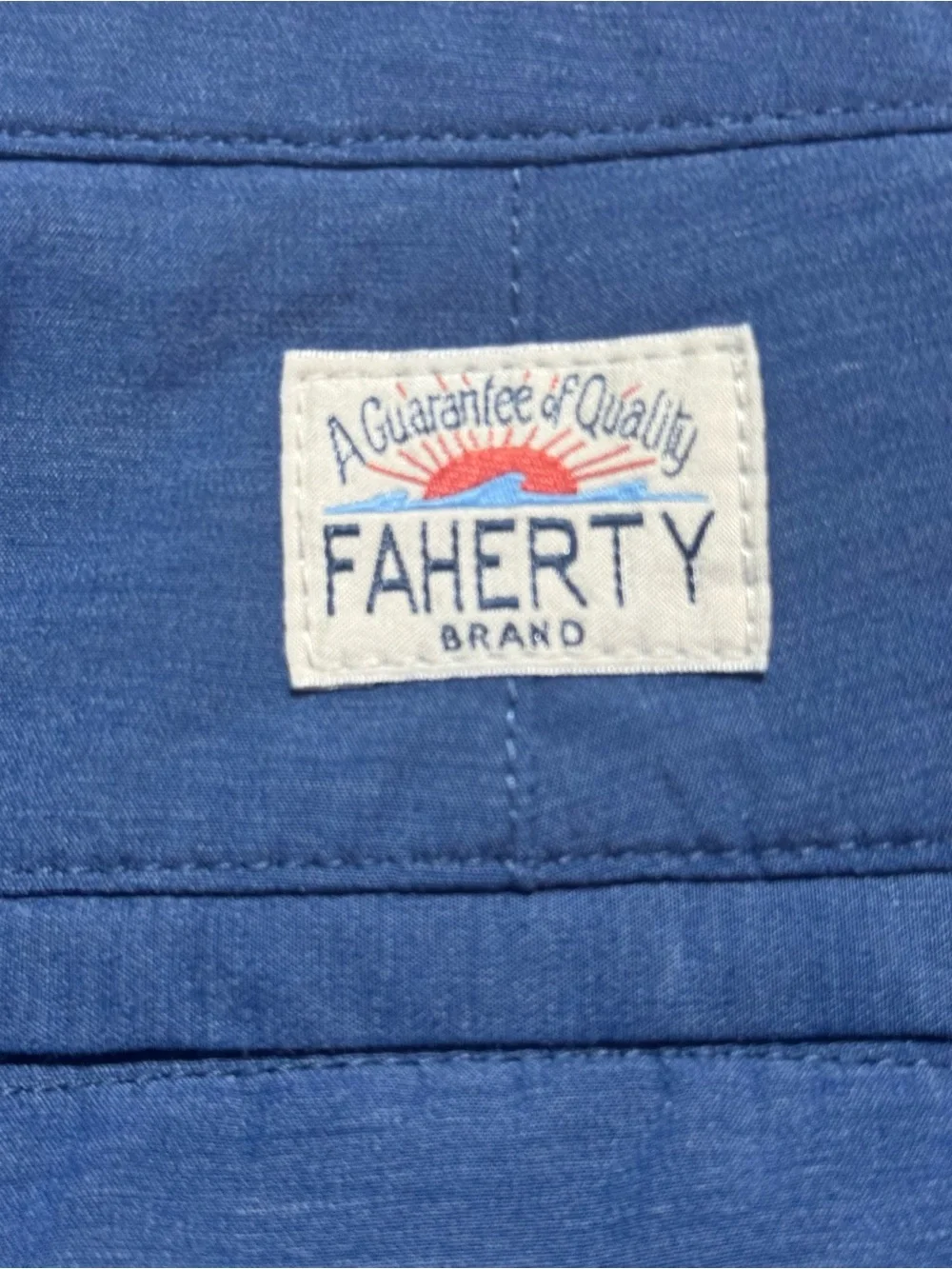 Faherty All Day Shorts Blue Size 38 Performance Stretch Hybrid Shorts
